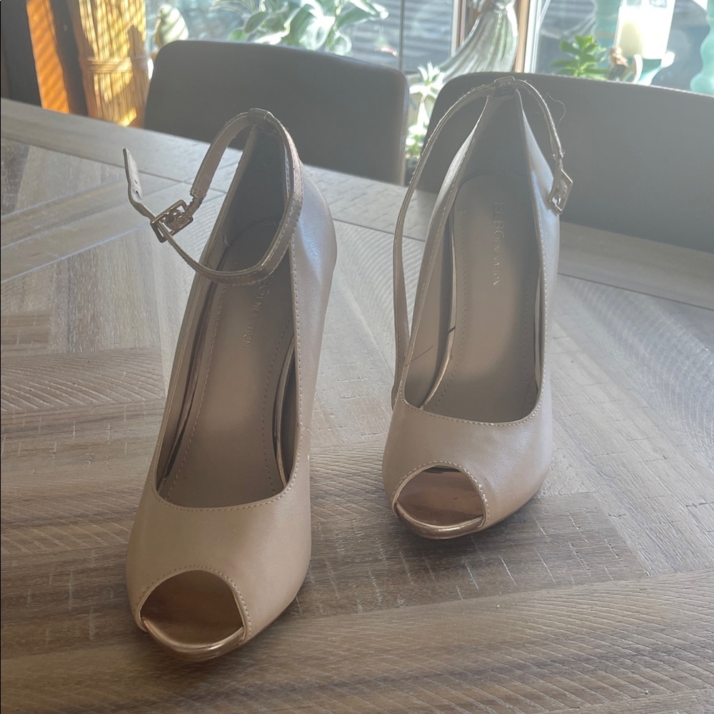 BCBGeneration Nude Peep-Toe Heels